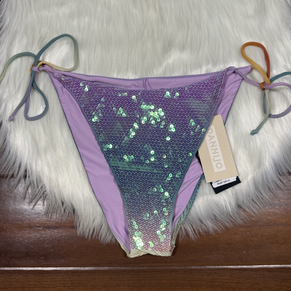 Gianni Bini x Dannijo Size Large Sequin Frankie Top Jayla Bikini Bottom Swimsuit - Picture 6 of 12